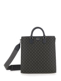 Gucci Men 'Ophidia Gg Media' Black And Grey Tote Bag In Gg Supreme Canvas Man