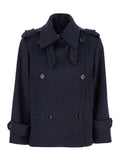 Max Mara Women 'Laveno' Blue Double Breasted Jacket With Wide Pointed Lapels In Virgin Wool Blend Woman