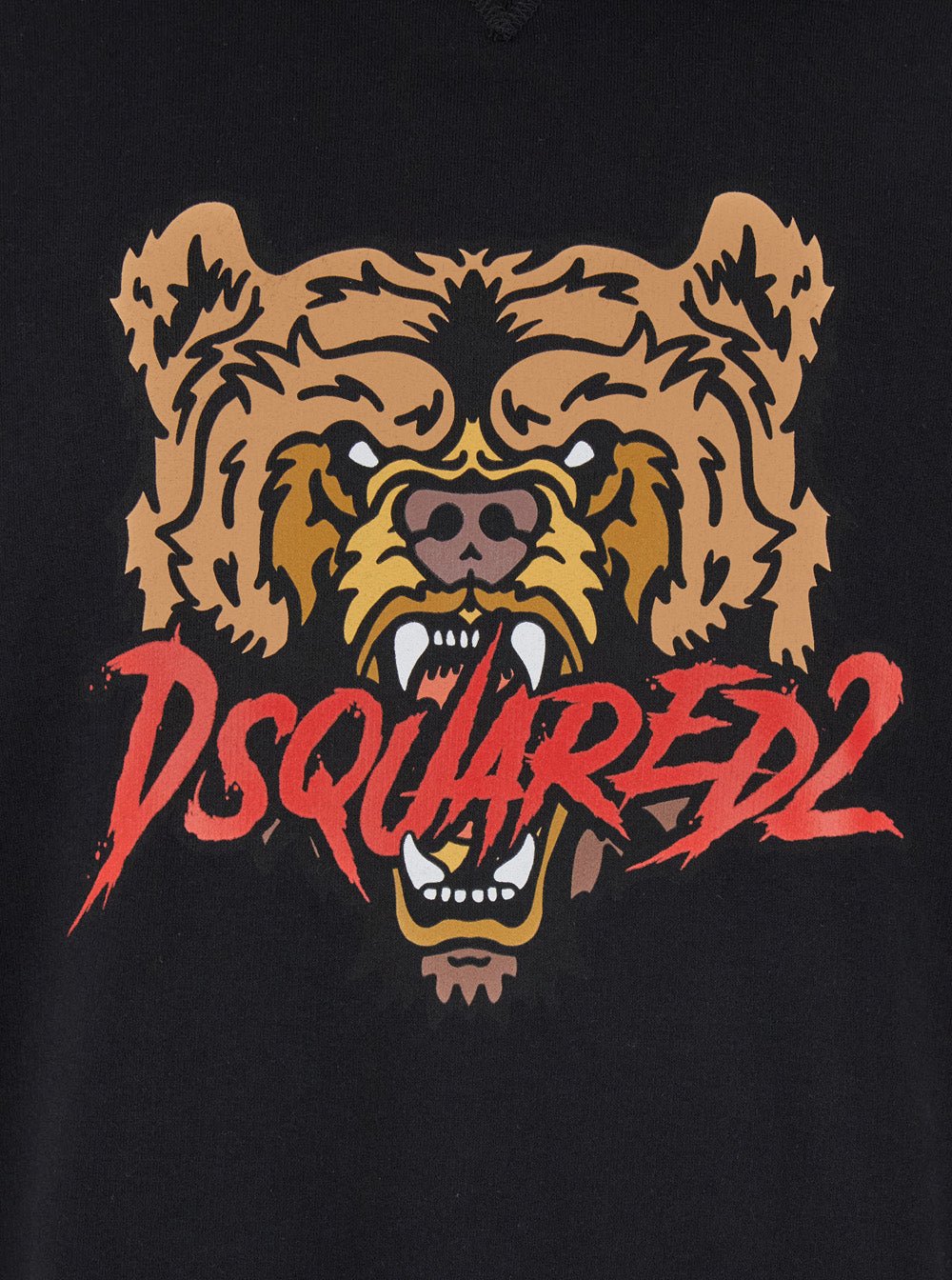 Dsquared2 Men Black Hoodie With Drawstring Hood And Maxi Logo Print On The Front In Cotton Man