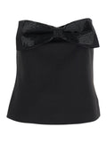 Self-Portrait Women Black Sleeveless Top With Bandeau Neckline In Tech Fabric Woman