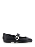 Coperni Women Black Ballerinas With Metallic Logo And Strap In Smooth Leather Woman