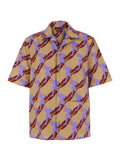 Gucci Men Multicolor Bowling Shirt With Cuban Collar And All-Over Print In Cotton Man