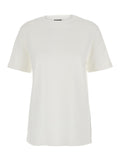 Jil Sander Women White Crewneck T-Shirt With Logo Patch Applied On The Back In Cotton Woman