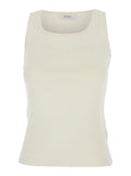 Max Mara Women 'Pentola' White Sleeveless Top With Square Neck And Tonal Logo Lettering Embroidery On The Front In Viscose Blend Woman