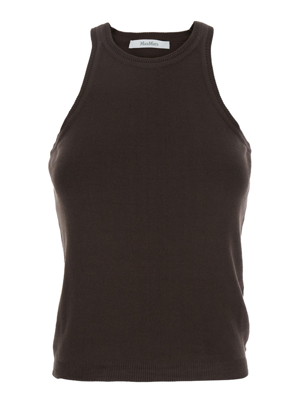 Max Mara Women 'Arness' Black Sleeveless Top With Halterneck In Cotton Woman