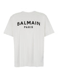 Balmain Men White Crewneck T-Shirt With Logo Lettering On The Front In Cotton Man