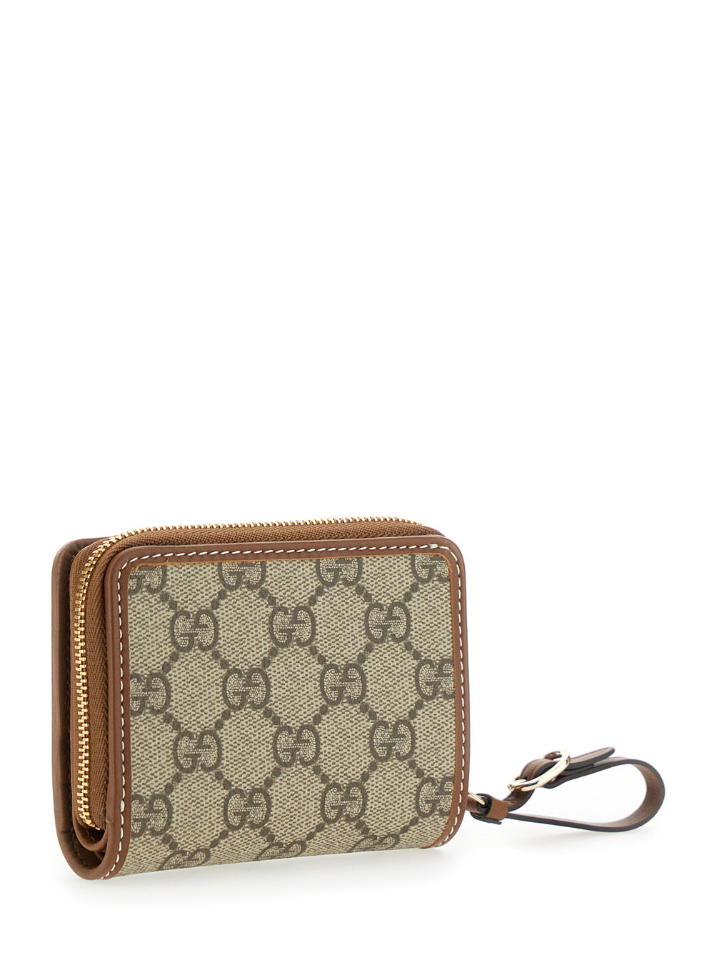Gucci Women Beige Wallet With Snap Button And Zip Closure In Gg Canvas Woman