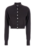 Sportmax Women 'Perseo' Black Cropped Cardigan With Button Down Collar And Ribbed Trims In Wool Woman