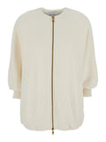 Max Mara Women 'Cirino' White Crewneck Knit Jacket With Logo Patch On The Rear In Wool And Cashmere Woman