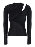 Self-Portrait Women Black Long-Sleeve With Cut-Out Detail In Viscose Woman