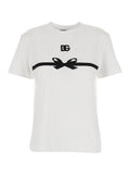 Dolce & Gabbana Women White Crewneck T-Shirt With Logo Print On The Front In Cotton Woman