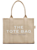 Marc Jacobs Women 'The Large Tote' Beige Shoulder Bag With Contrast Logo Print In Cotton Women