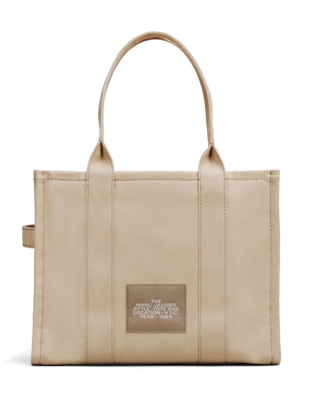 Marc Jacobs Women 'The Large Tote' Beige Shoulder Bag With Contrast Logo Print In Cotton Women