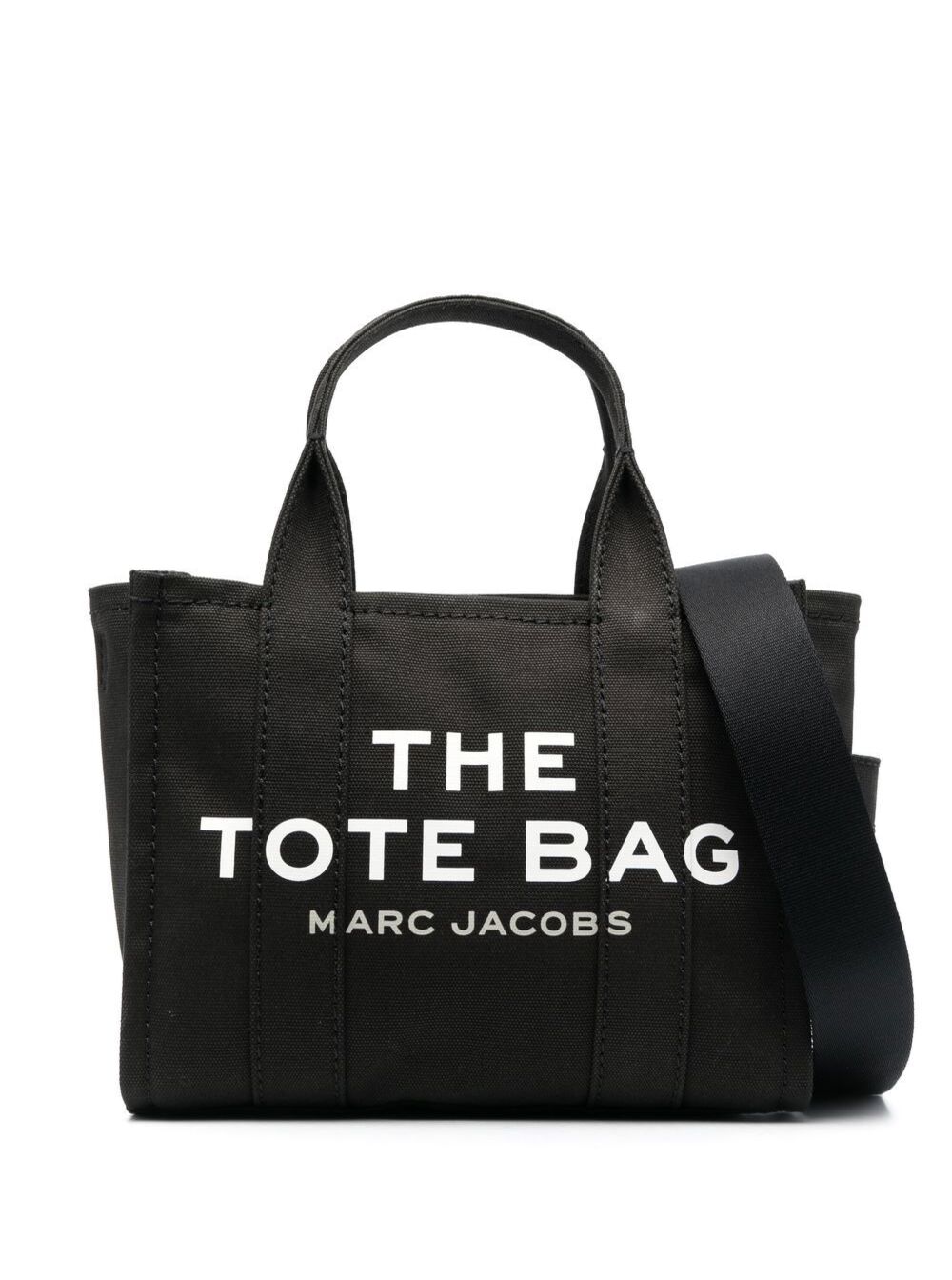 Marc Jacobs Women 'The Small Tote' Black Handbag With Logo Lettering On The Front In Cotton Women