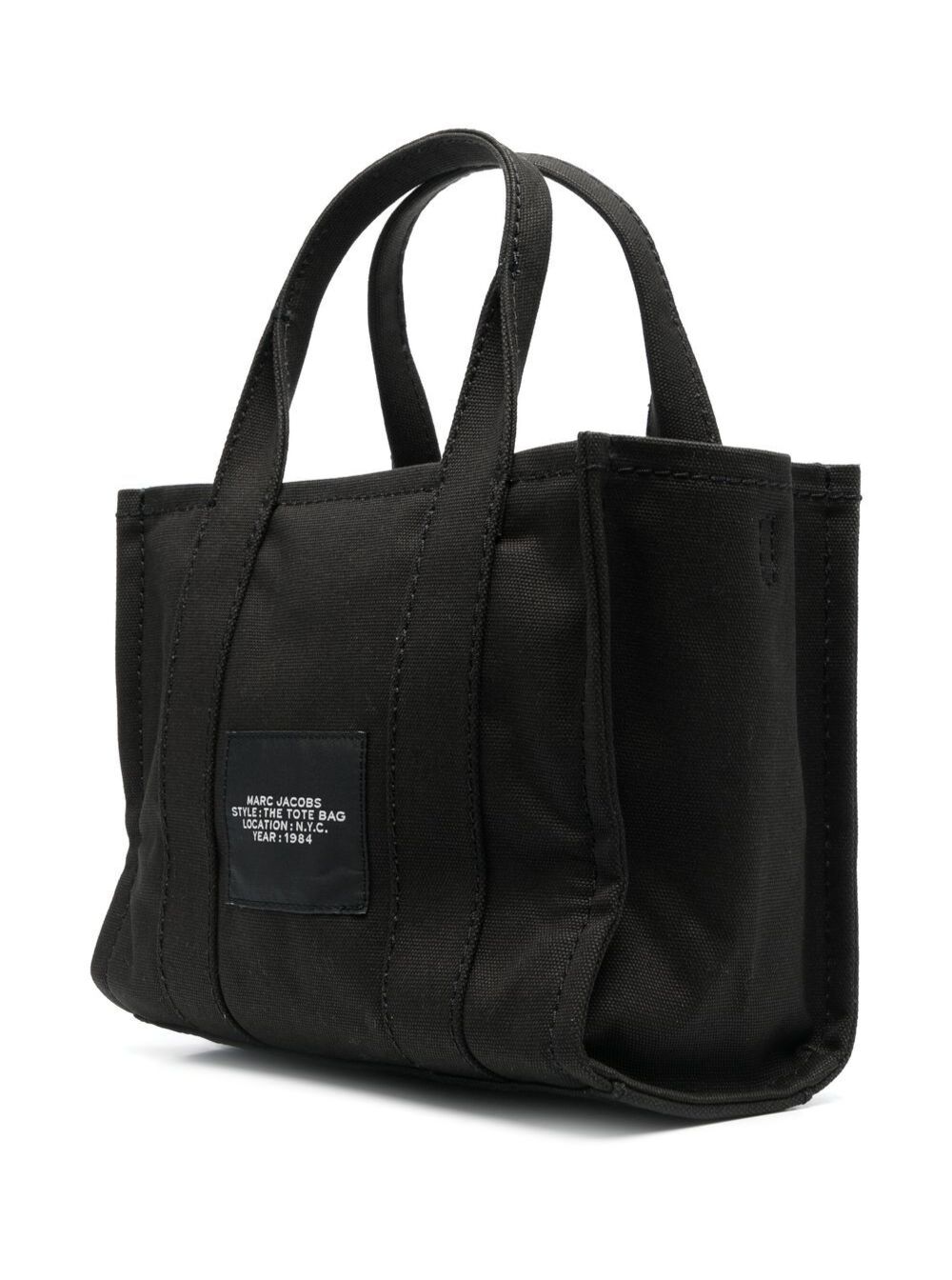 Marc Jacobs Women 'The Small Tote' Black Handbag With Logo Lettering On The Front In Cotton Women