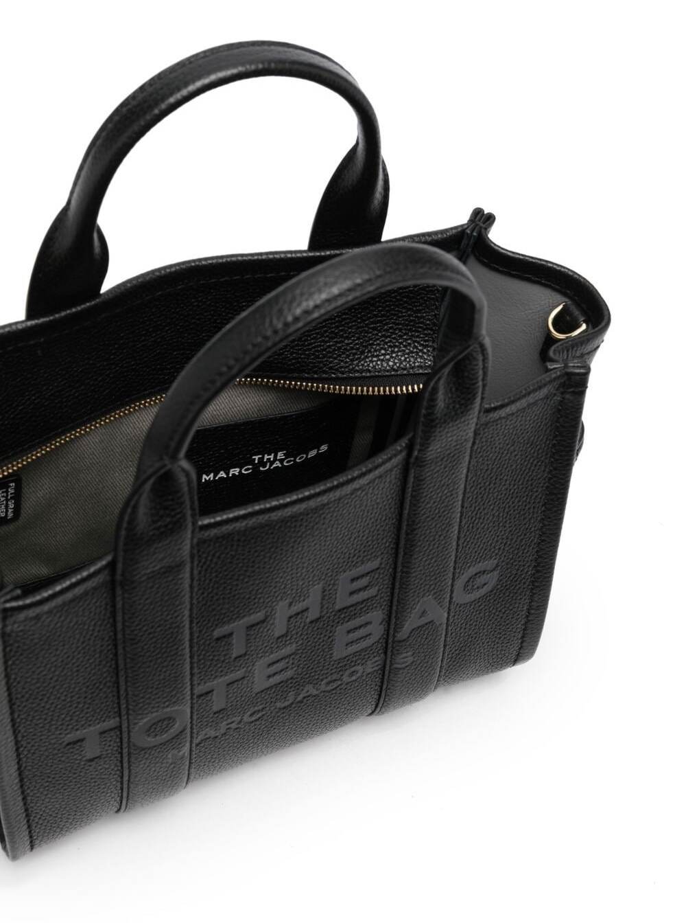 Marc Jacobs Women 'The Mini Tote Bag' Black Bag With Logo In Hammered Leather Women