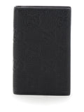 Gucci Men Black Gg Vertical Bi-Fold Wallet In Hammered Leather Man