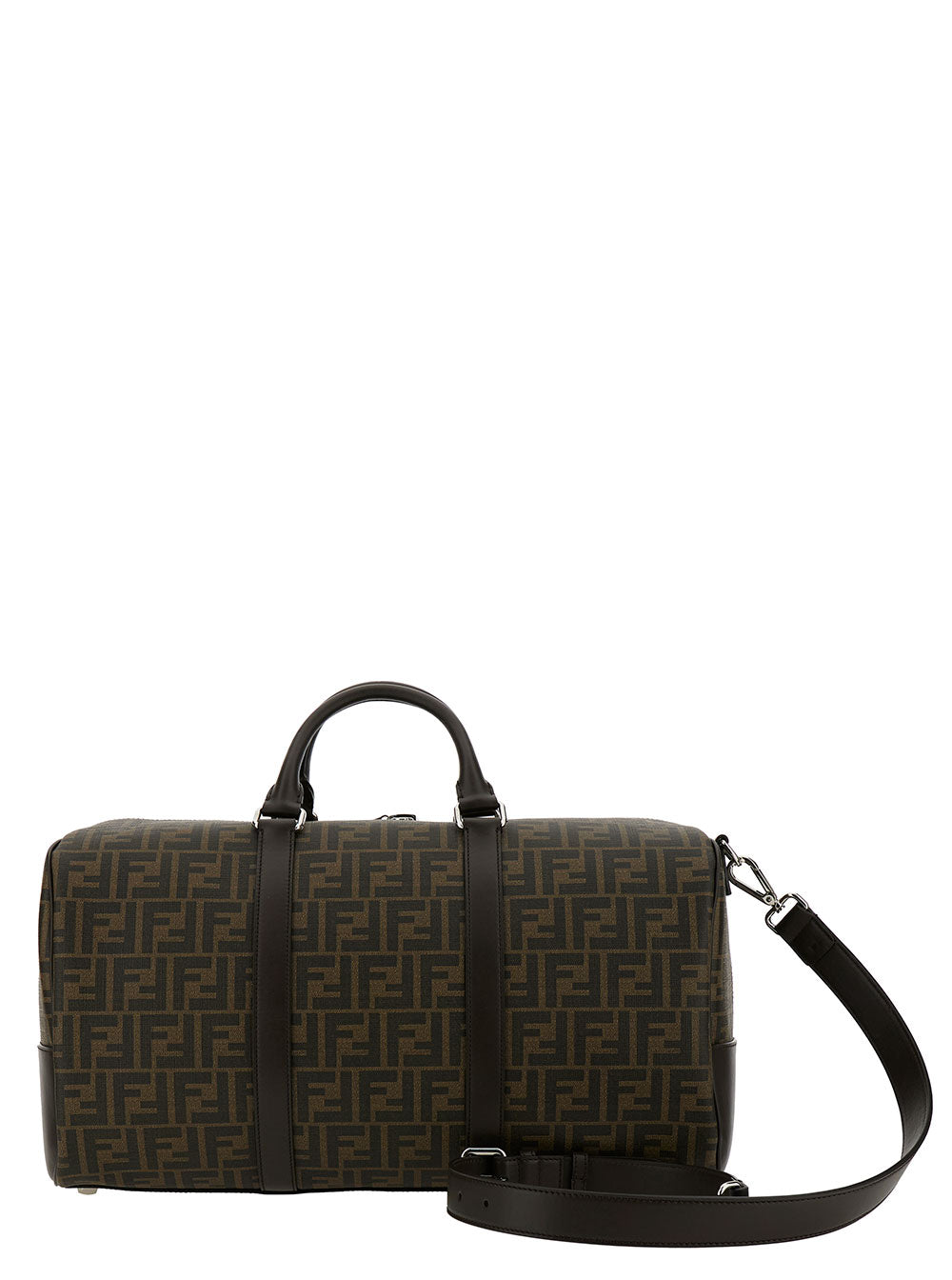 Fendi Men Brown Suitcase With All-Over Ff Motif And Ff Plate On The Front In Fabric For Men
