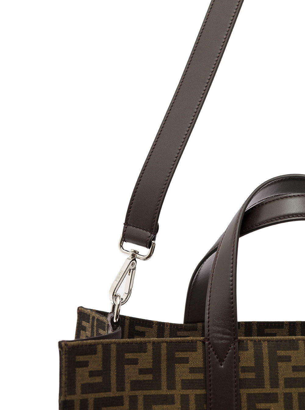 Fendi Men Brown And Beige Tote Bag With Ff Jacquard Motif In Cotton Blend Man