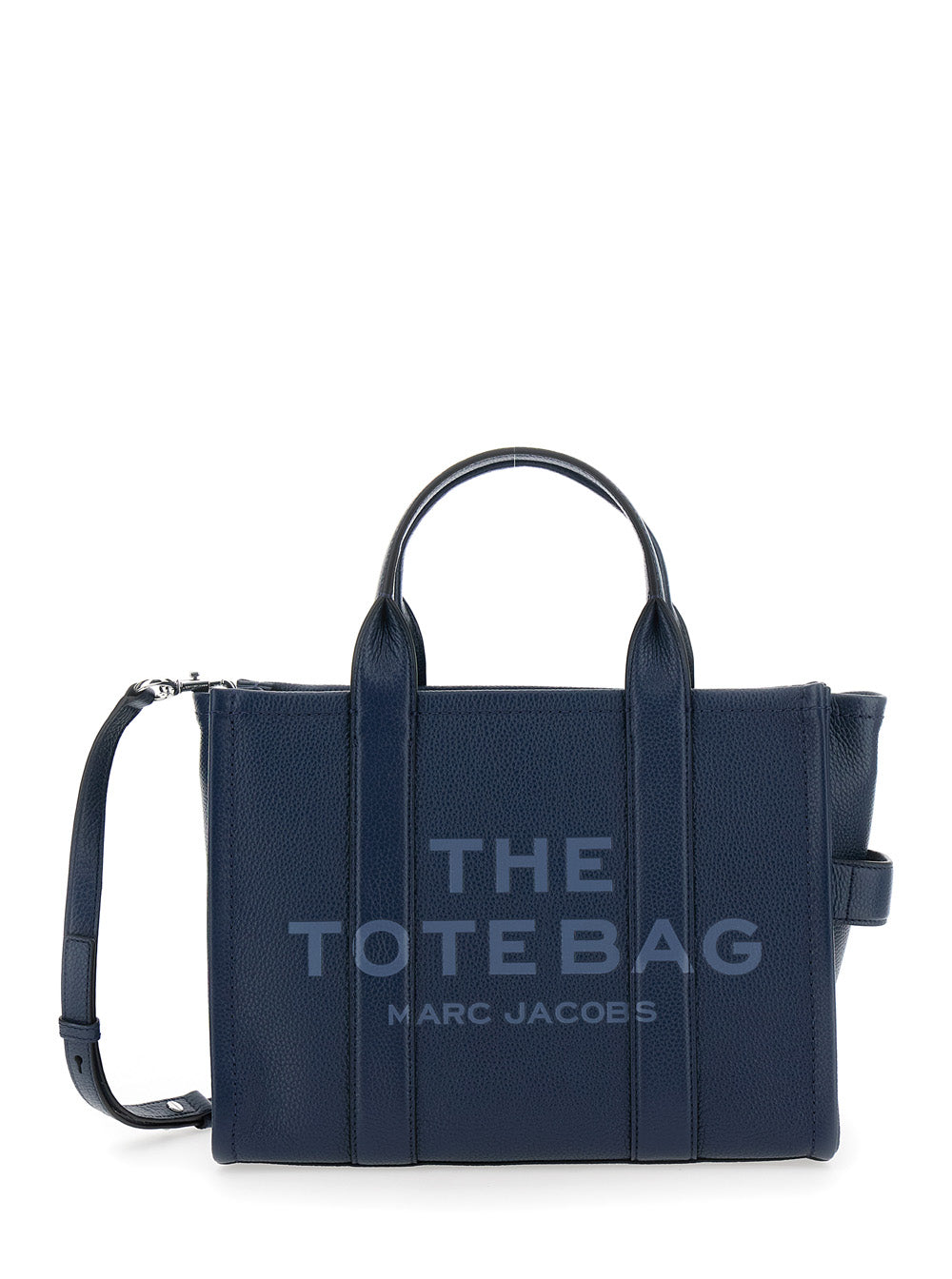 Marc Jacobs Women 'The Tote Bag Medium' Blue Bag With Printed Logo On Front In Hammered Leather Women