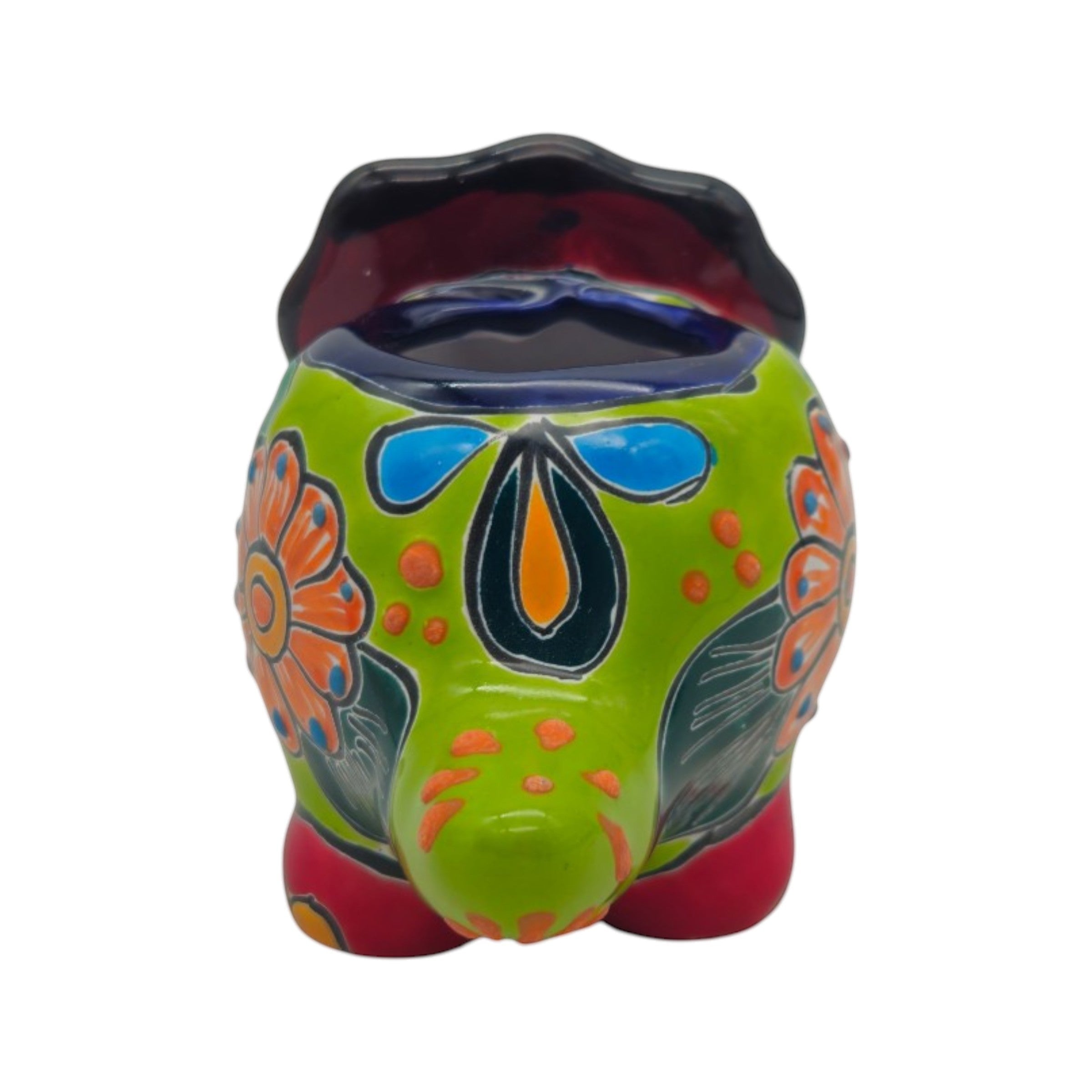 Talavera Triceratops Planter | Colorful Dinosaur Pot