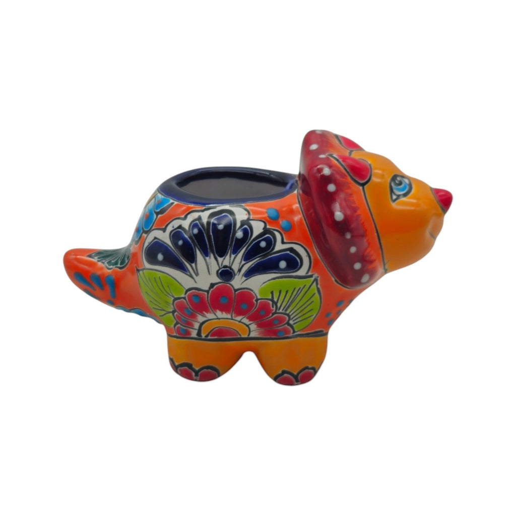 Talavera Triceratops Planter | Colorful Dinosaur Pot