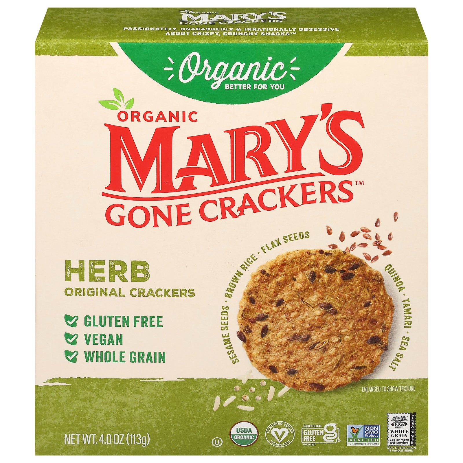 Mary's Gone Crackers Organic Herb Crackers, 6- 4 oz