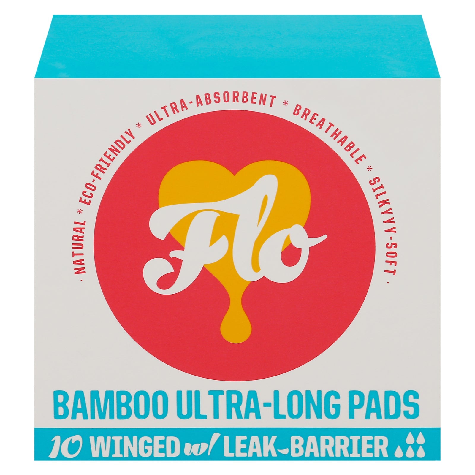 Flo Bamboo Ultra-Long Pads with Wings - 8-10 Count - Overnight Absorbency