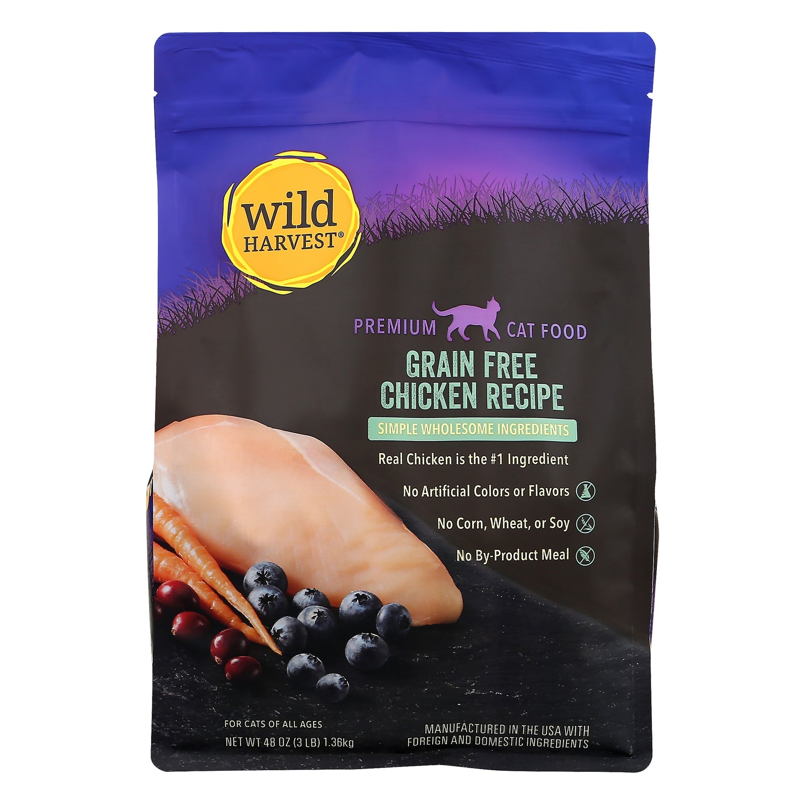 Wild Harvest Grain-Free Chicken Recipe Cat Food - 4 Bags of 3 Lb Each