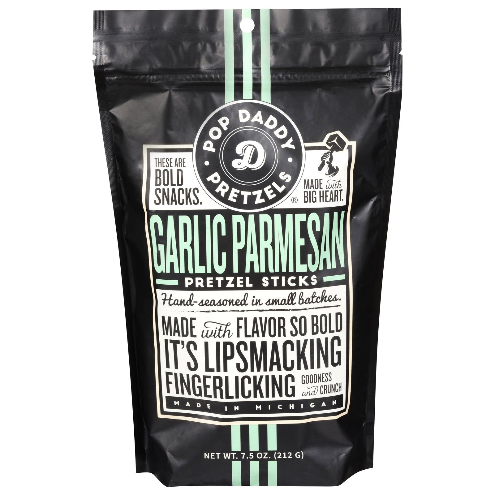 Pop Daddy Pretzel Sticks, Garlic Parmesan, 12 x 7.5 oz - Crispy Baked Snacks