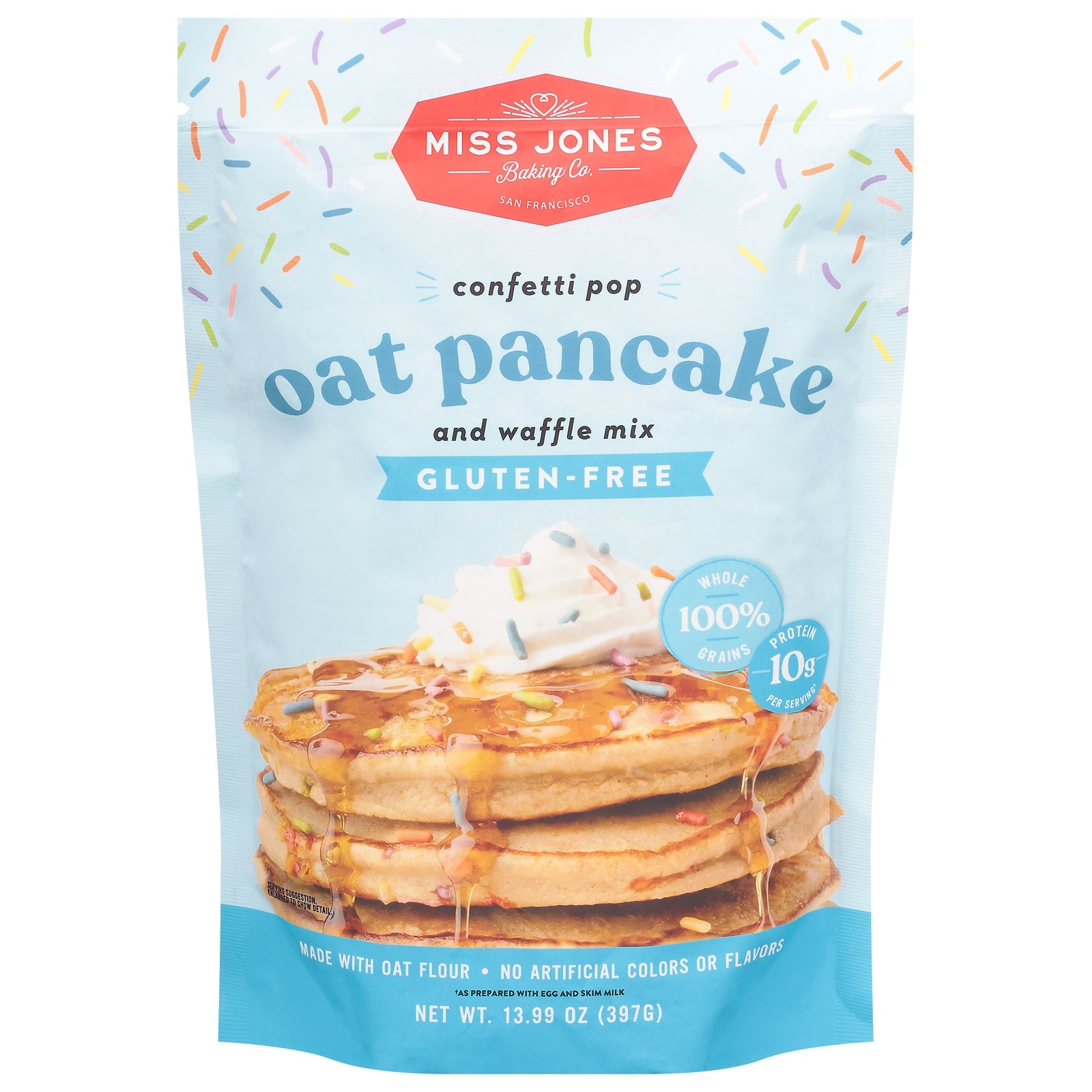 Miss Jones Baking Co Organic Pancake & Waffle Mix, Confetti Pop, Pack of 6 - 13.99 oz