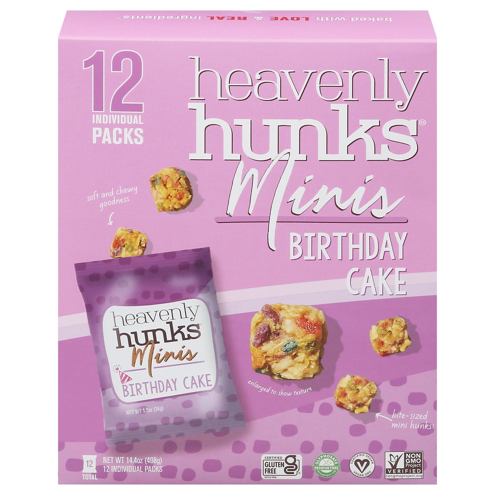 Heavenly Hunks Birthday Cake Cookie Minis, 12 ct, Pack of 6 - 14.4 oz
