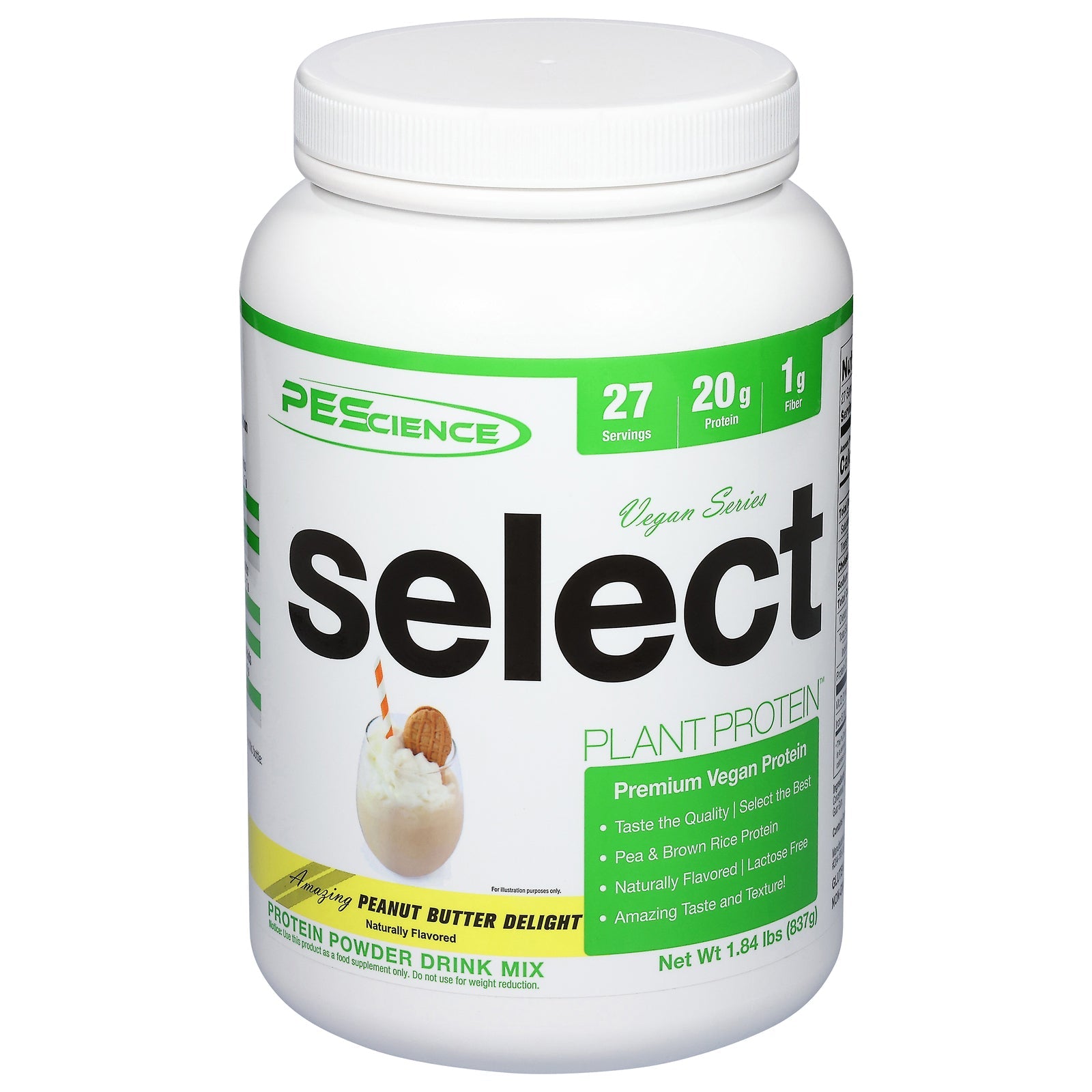 Pescience Vegan Protein Powder - Peanut Butter - 1.84 Lb