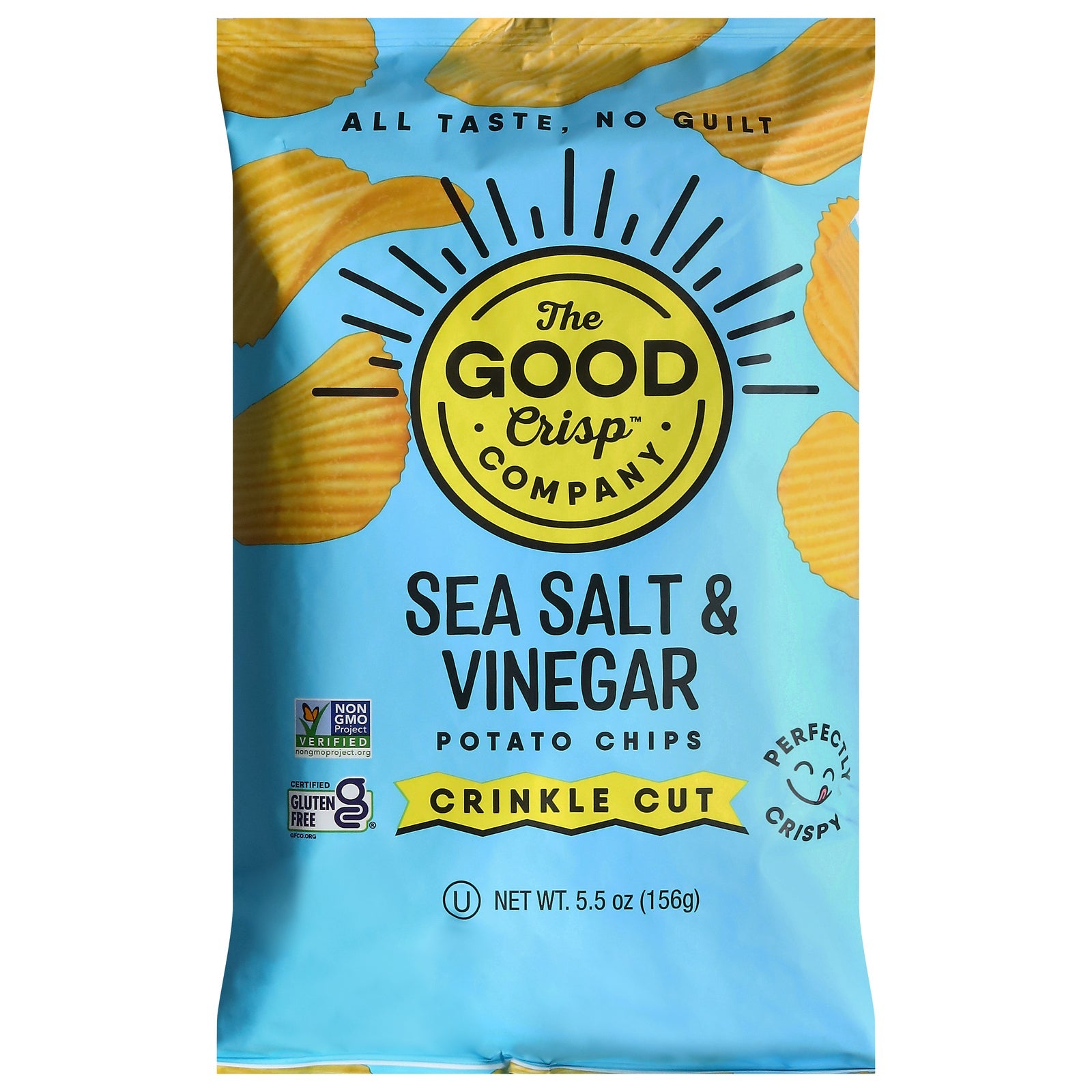 The Good Crisp Company Crinkle Cut Potato Chips, Salt & Vinegar, 5.5 oz  (Pack of 12)