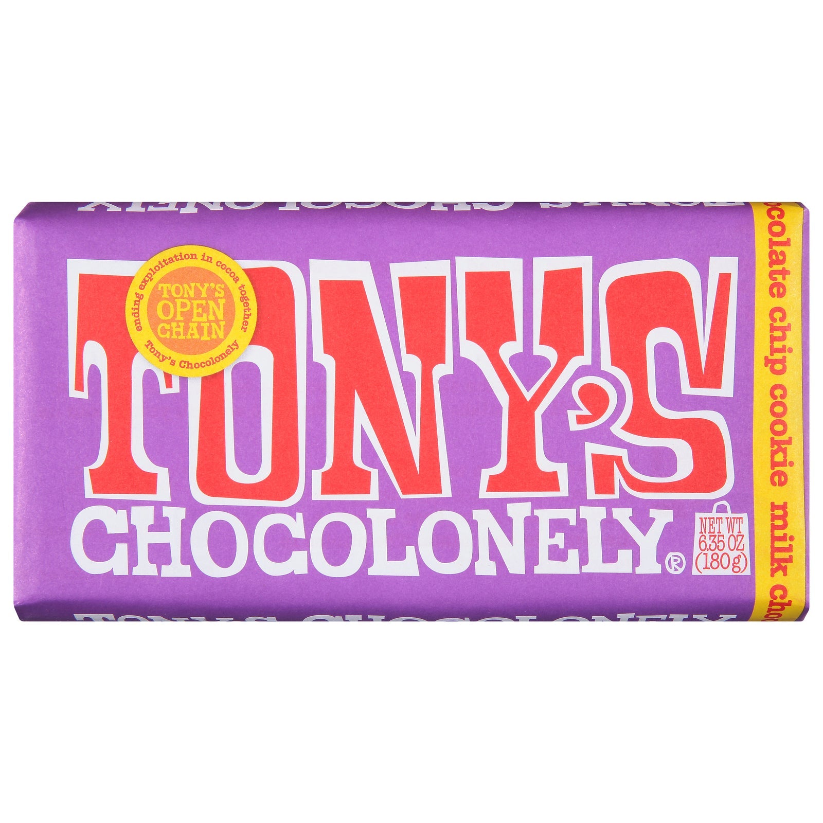 Tony's Chocolonely Milk Chocolate Chip Cookie Bar - 6.35 Oz (Pack of 15)