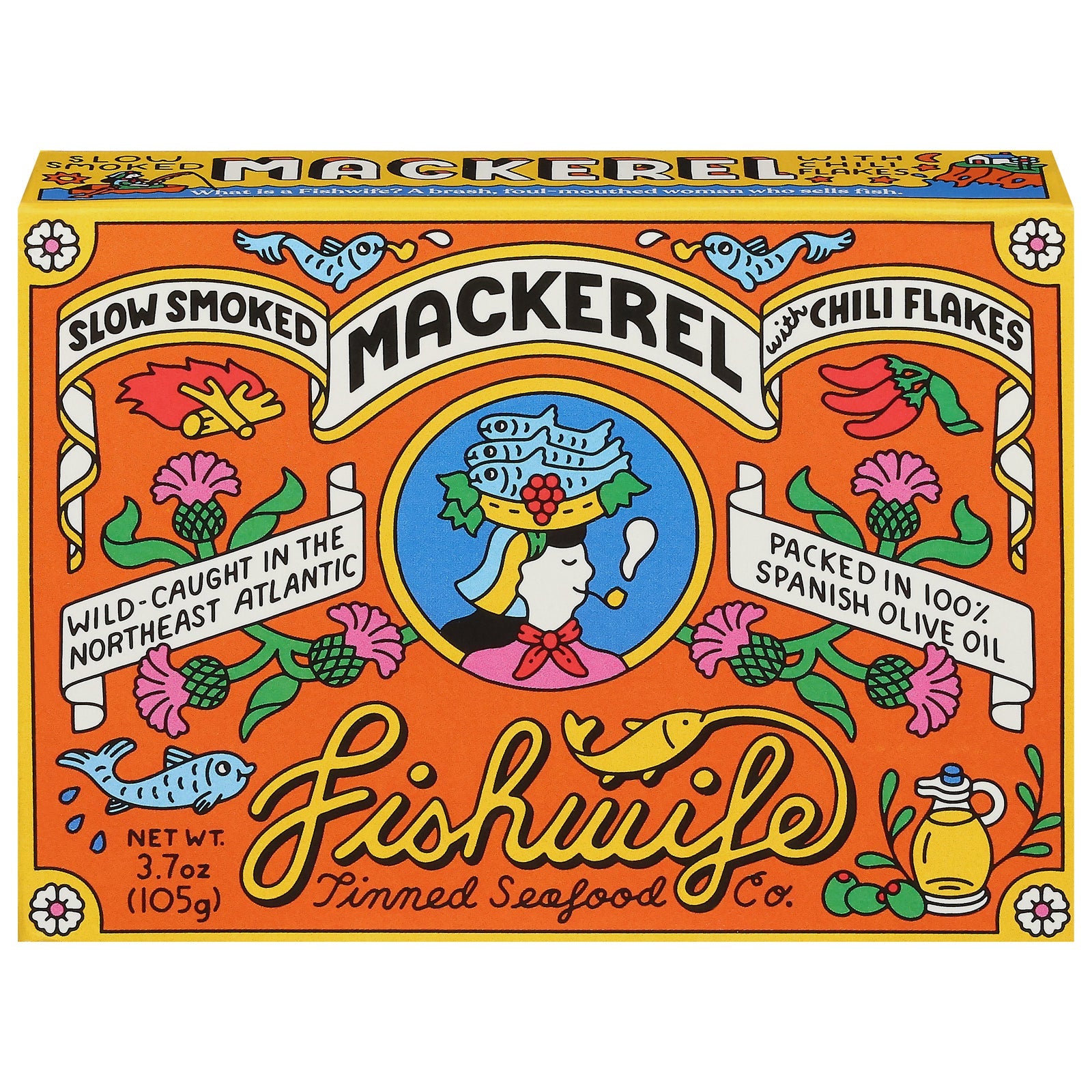 Fishwife Mackerel Chili Flakes - (Pack of 12) 3.7 oz  - Spicy Seafood