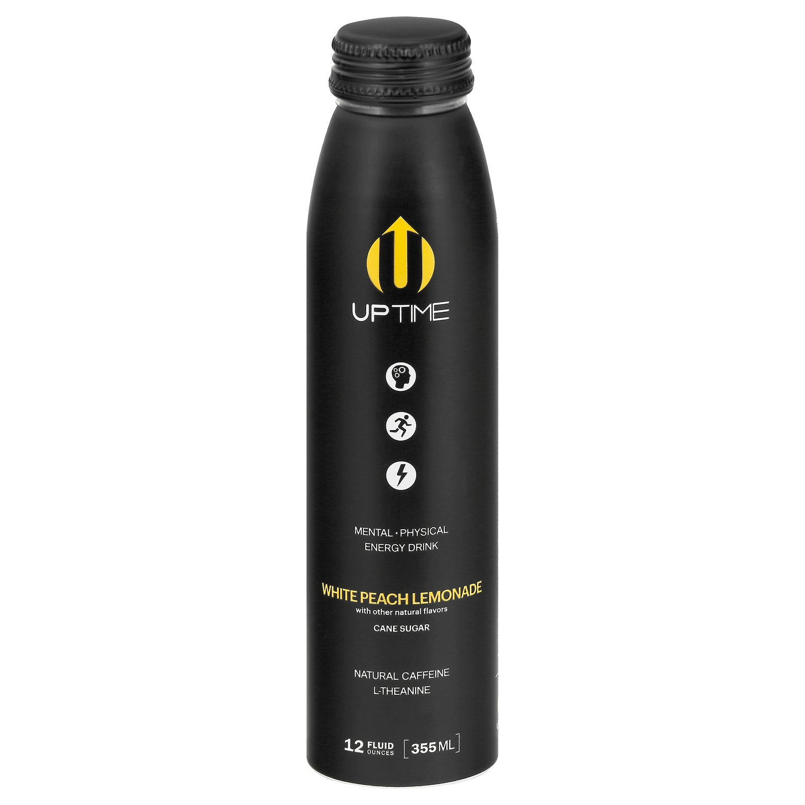 Uptime Energy White Peach Lemonade Energy Drink, 12 Fl Oz  (Pack of 12)