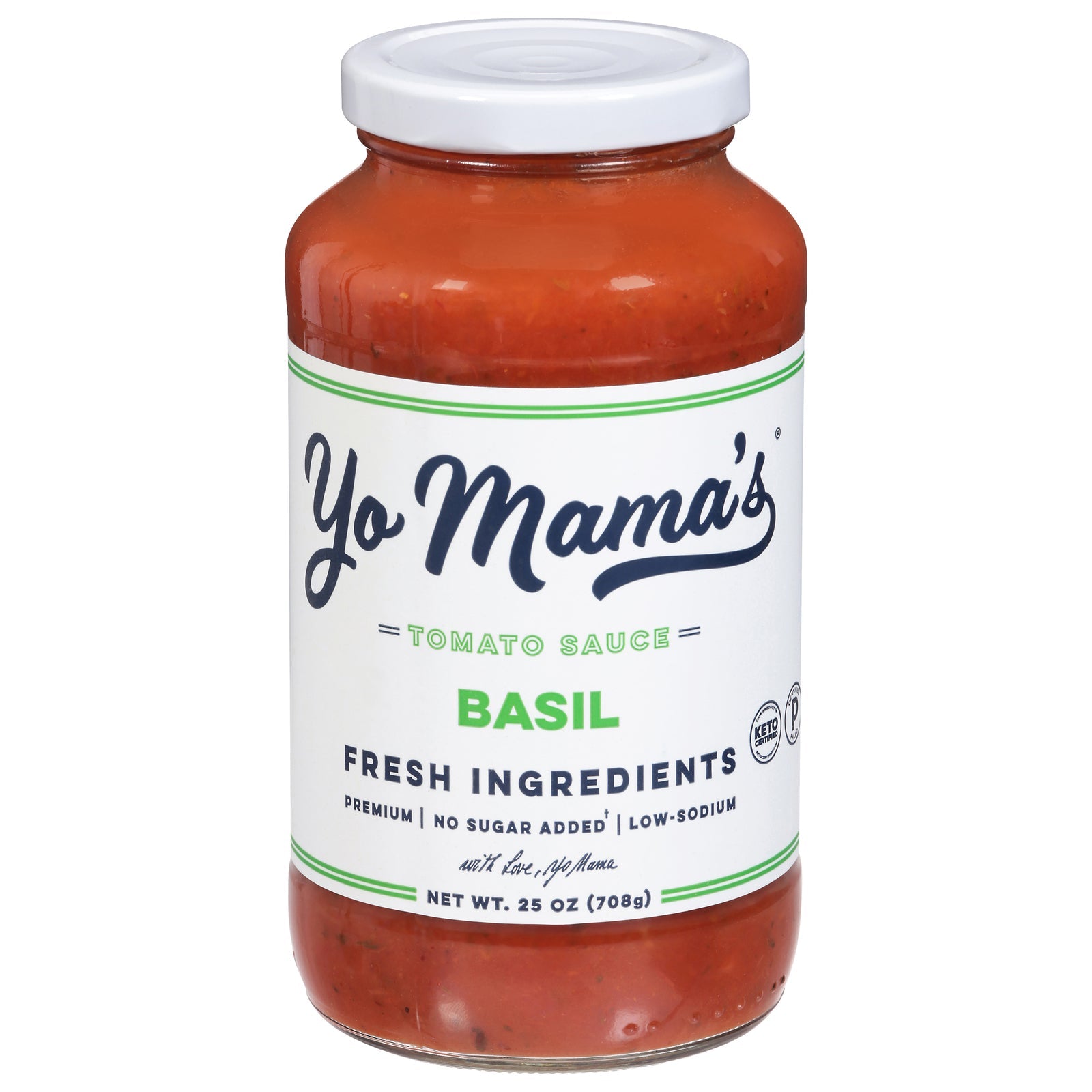 Yo Mama's Foods Tomato Basil Pasta Sauce, Gluten-Free, Vegan, Case of 6 (25 oz)