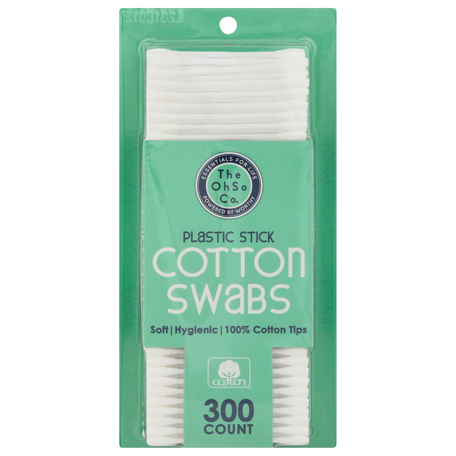 The Ohso Co. Cotton Swabs, Plastic Sticks, 300 Count (Pack of 32)