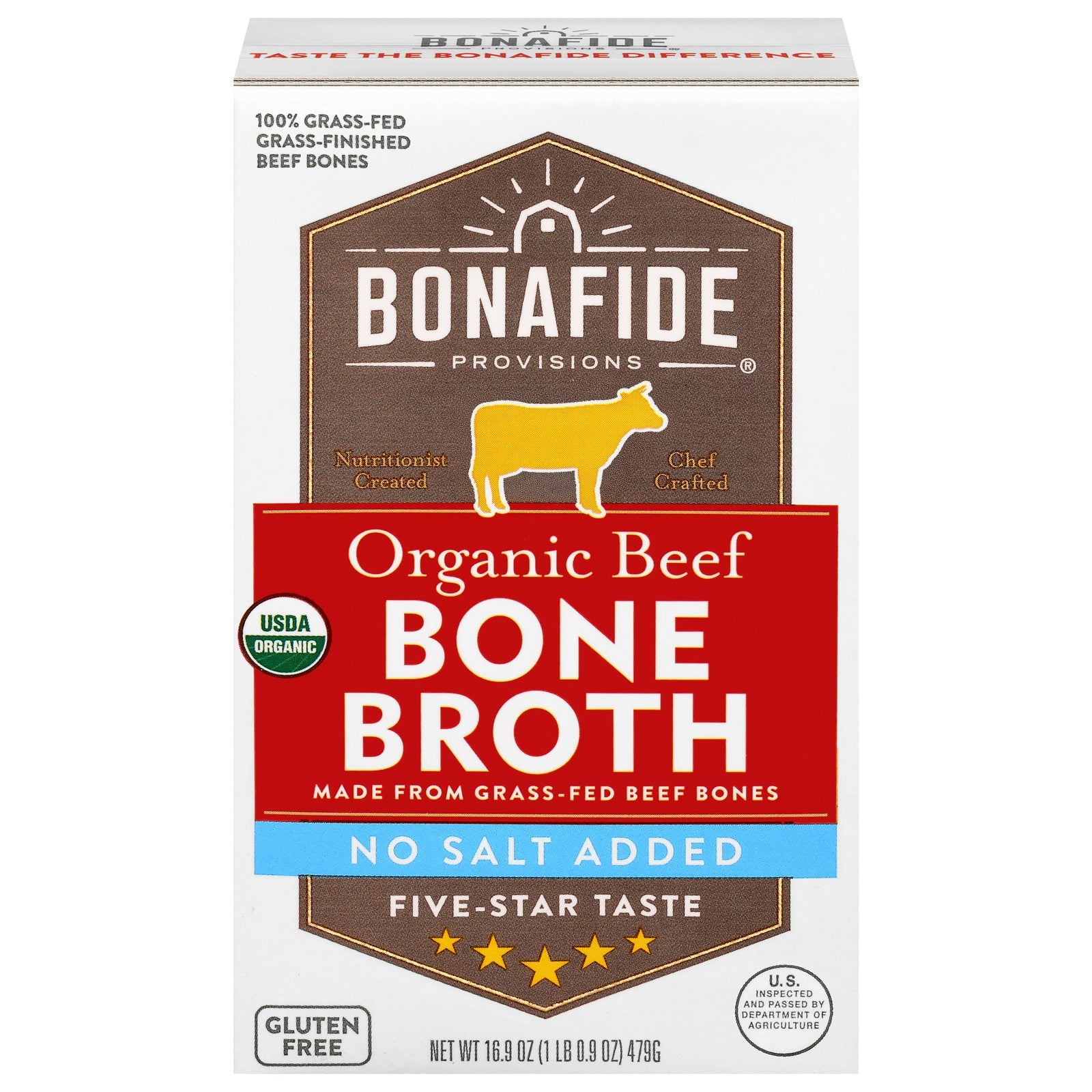 Bonafide Provisions Organic Beef Bone Broth, Non-GMO, 6 x 16.9 fl oz Cartons