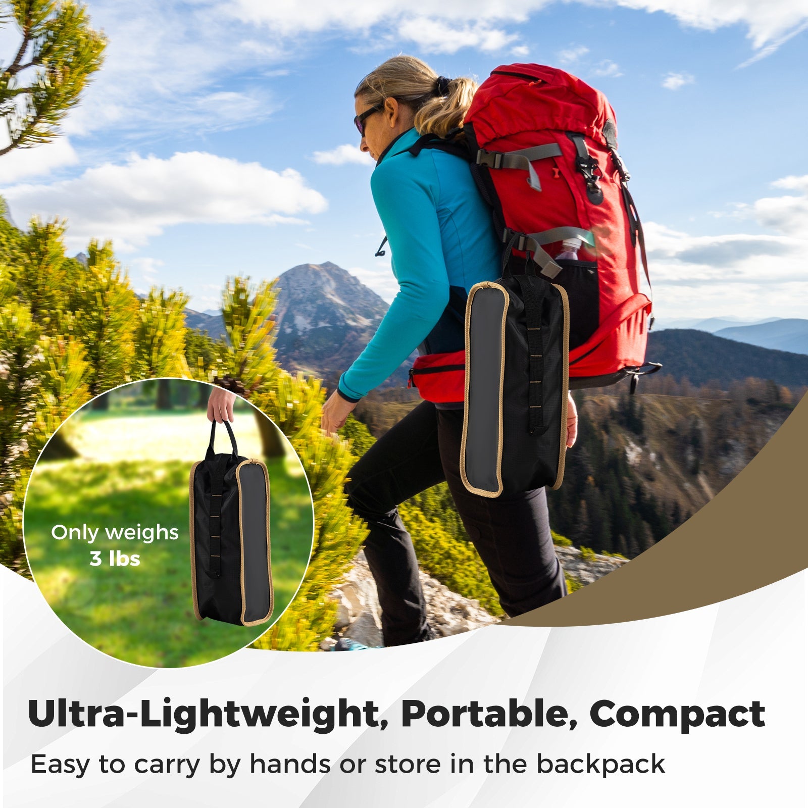 Portable Camping Chair with Compact Carrying Bag-Coffee