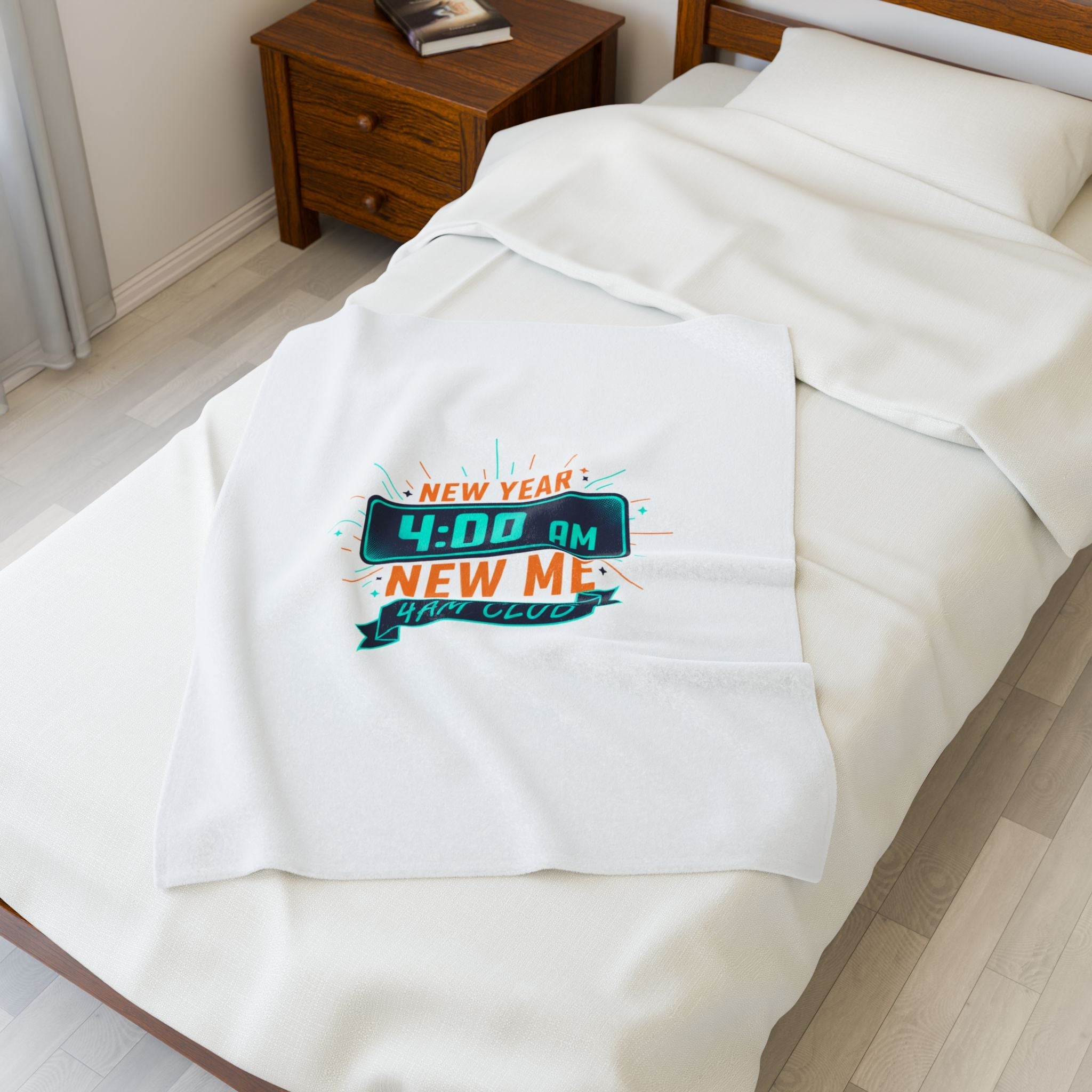 New Year 4:00 AM Club Velveteen Plush Blanket, holiday loungewear, festive novelty