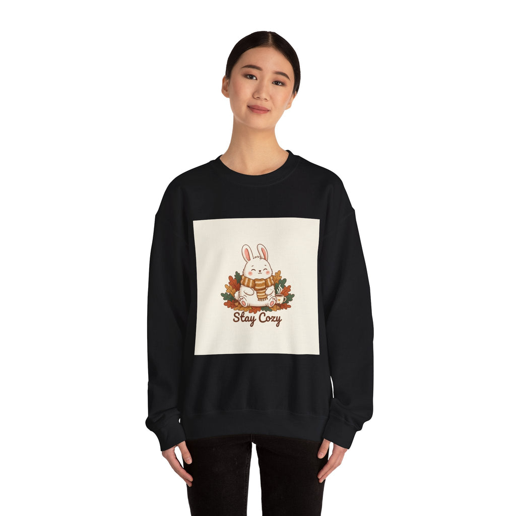 Stay Cozy Bunny sweatshirt | cute animal illustration, winter forest art