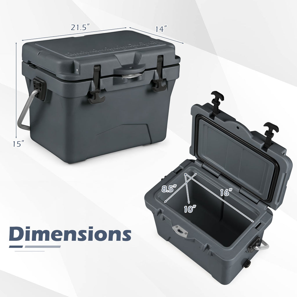 20 Quart Portable Hard Cooler with Built-in Ruler and Bottle