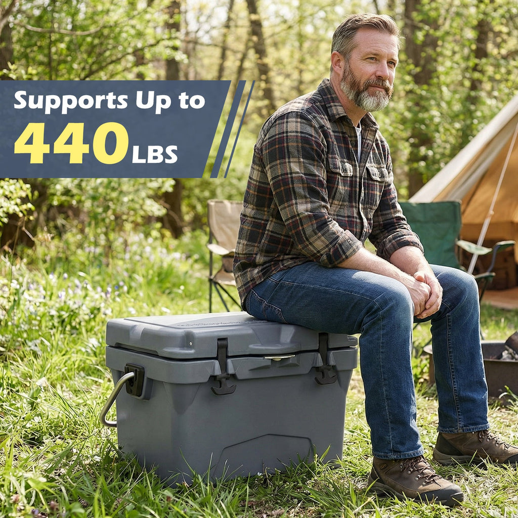 20 Quart Portable Hard Cooler with Built-in Ruler and Bottle