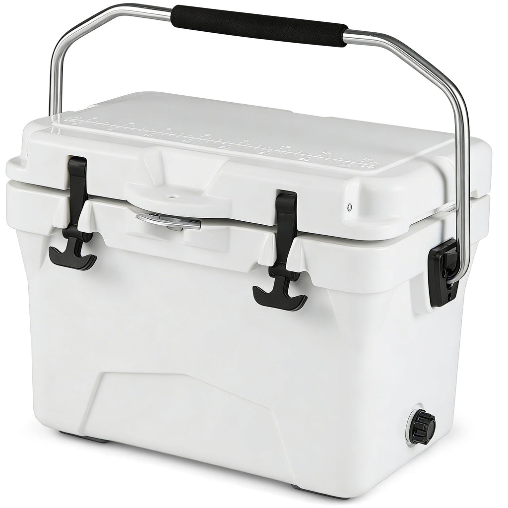 20 Quart Portable Hard Cooler with Built-in Ruler and Bottle