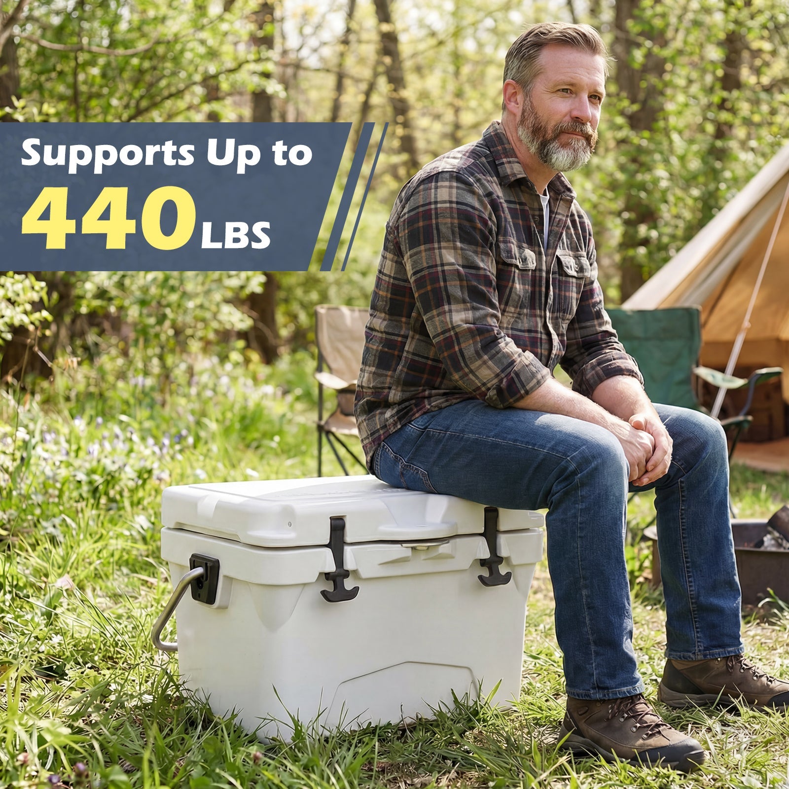 20 Quart Portable Hard Cooler with Built-in Ruler and Bottle