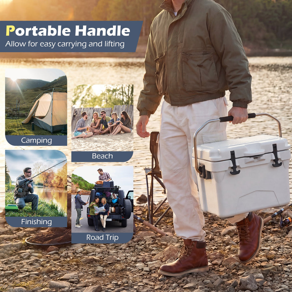 20 Quart Portable Hard Cooler with Built-in Ruler and Bottle
