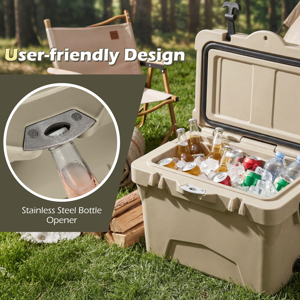 20 Quart Portable Hard Cooler with Built-in Ruler and Bottle