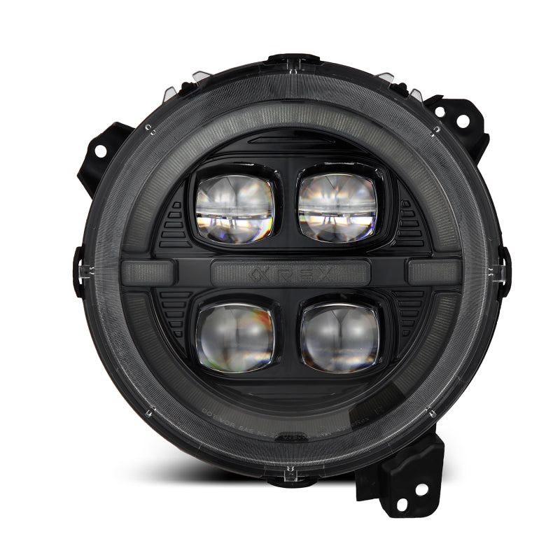AlphaRex 18-23 Jeep Wrangler JL/Gladiator JT LED Proj Headlights Alpha-Blk w/ Activ Light/Seq Signal 880867 *Discontinued